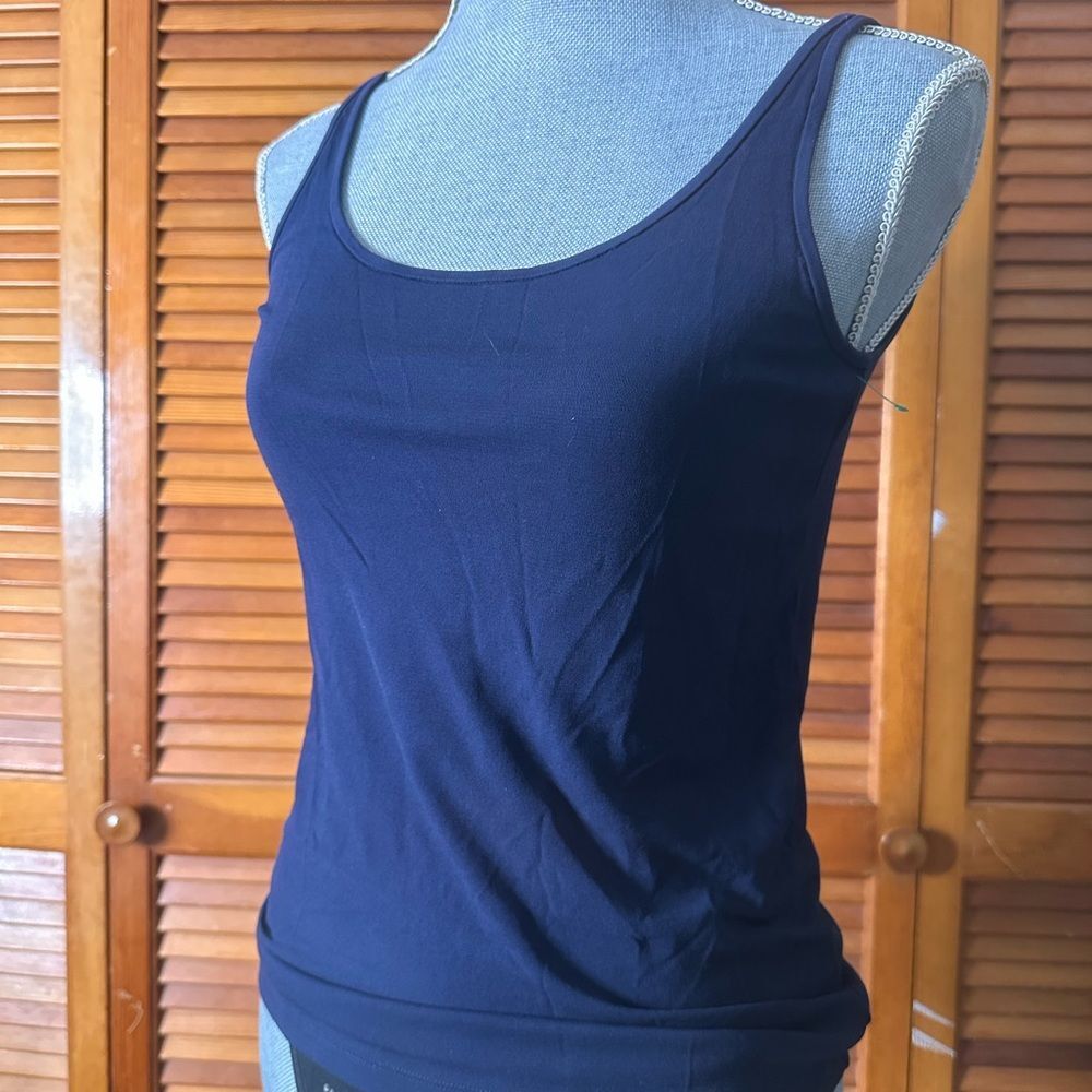 Eileen Fisher 100% Silk Navy Blue Tank Top